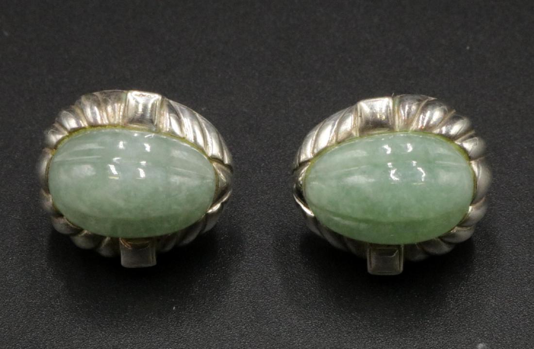 Judith Ripka Green Jade & Sterling Earrings (1 of 2)