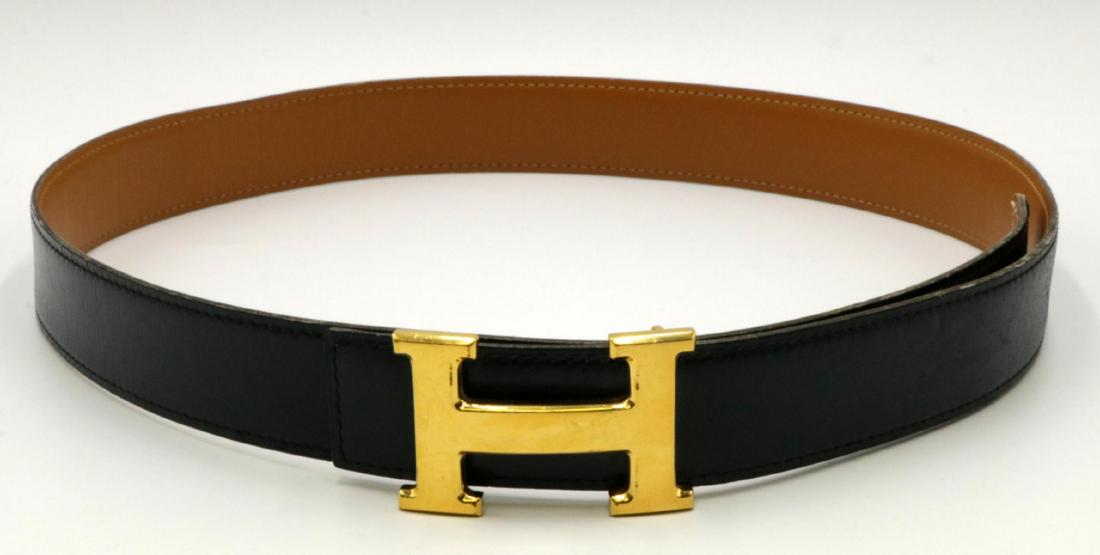 Authentic Hermes Gold Tone Buckle & Leather Belt (1 of 3)