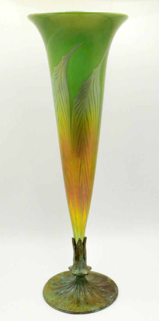 Lundberg Studios Art Glass & Bronze Footed Vase (1 of 4)