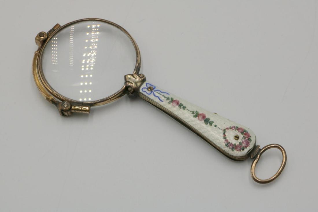 Victorian Enamel Opera Glasses: Victorian Enamel Opera Glasses. Measures - 4 1/4" long.