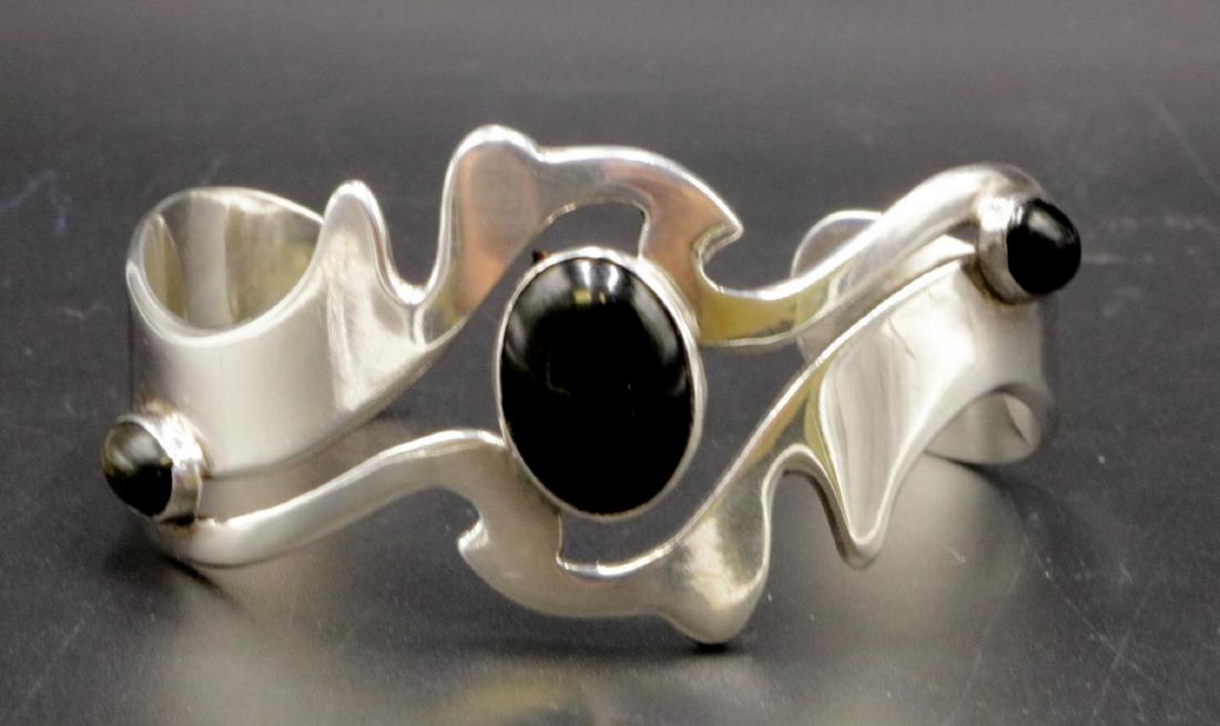 Taxco APF Sterling Cabochon Bangle (1 of 2)