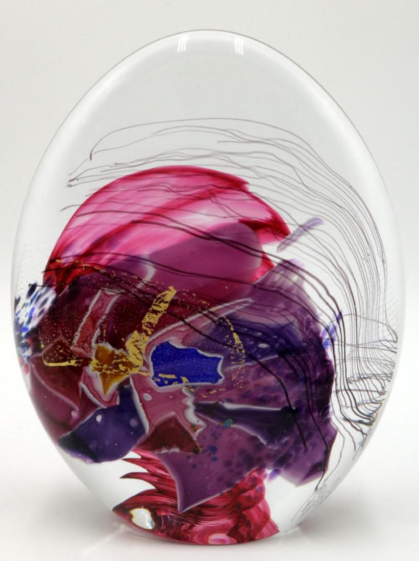 Large Signed Art Glass Paperweight