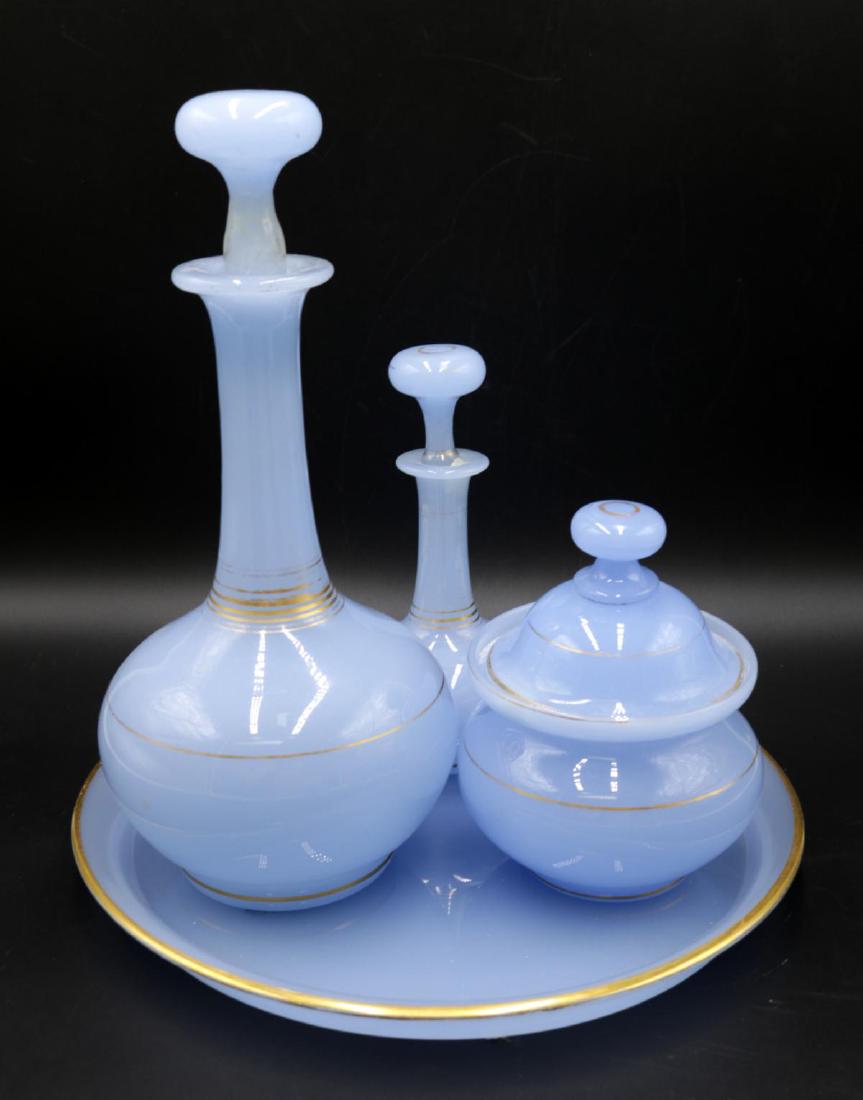 Sky Blue Opaline Dresser Vanity Tray Set (1 of 3)