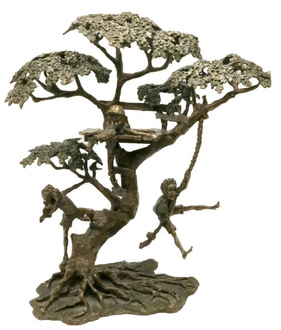 Mark Hopkins "Tree House" Bronze Sculpture: Mark Hopkins "Tree House" Bronze Limited Edition Sculpture, dated 1980. Numbered - #312/2500. Measures - 16" high x 13 3/4" wide.
