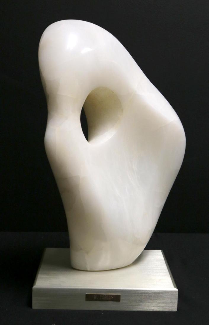 Willi Tobias Carved White Marble Sculpture: Willi Tobias Carved White Marble Sculpture. Measures - 21" high x 10 1/2" wide with base.