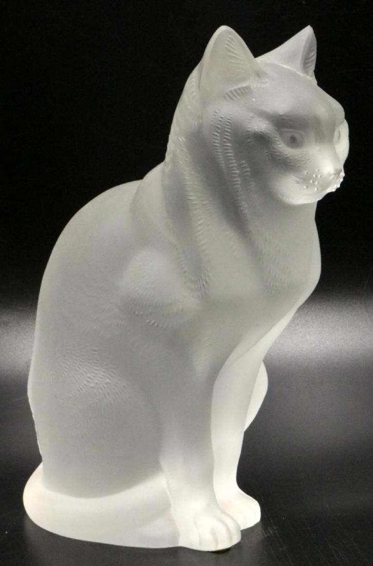 Lalique France Frosted Crystal Sitting Cat: Lalique France Frosted Crystal Sitting Cat. Measures - 8 1/2" high x 6 3/4" wide.