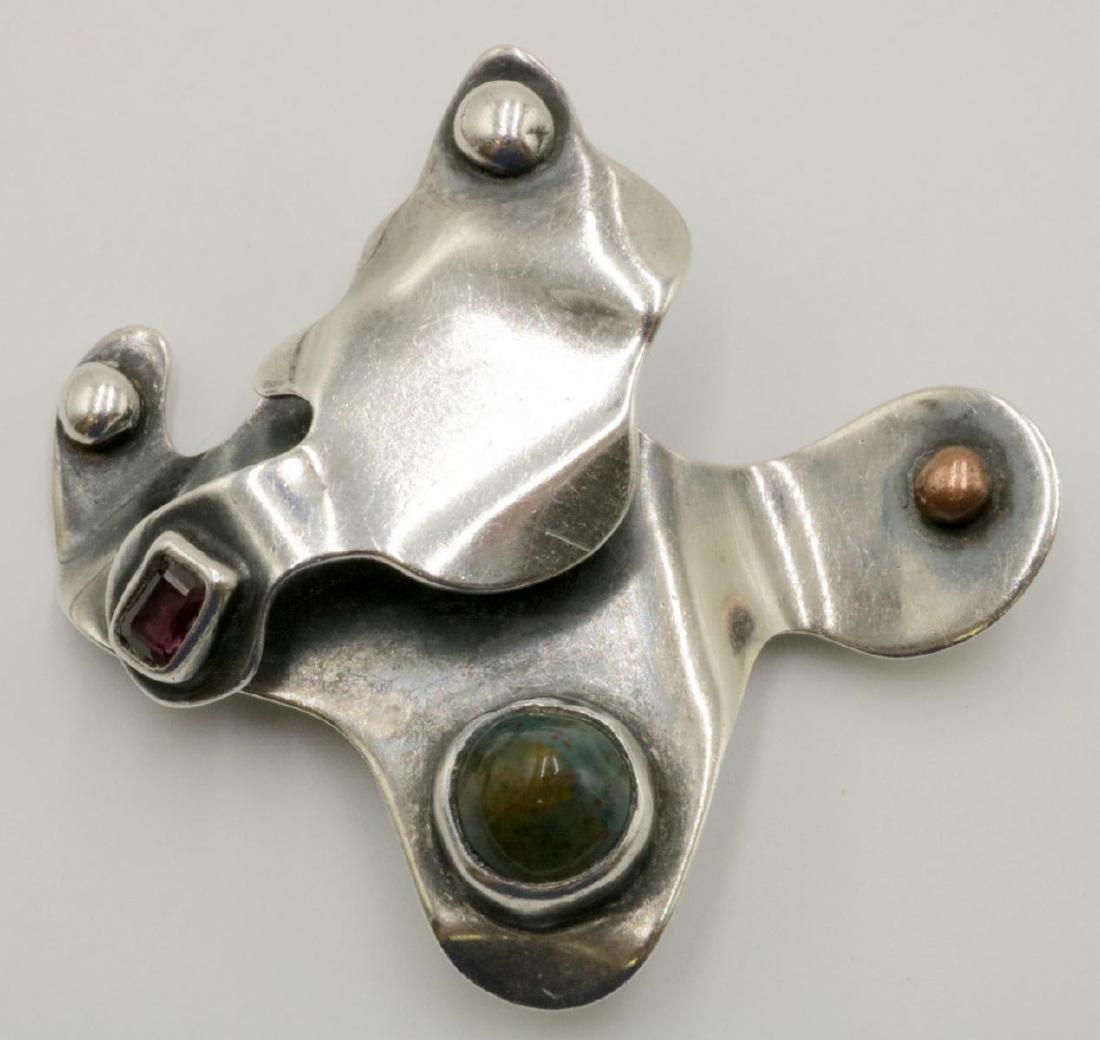 Sam Kramer Abstract Modernist Sterling Brooch: Sam Kramer Abstract Modernist Sterling Silver Brooch. Measures - 2 1/2" wide. Weight - 26.4 grams.