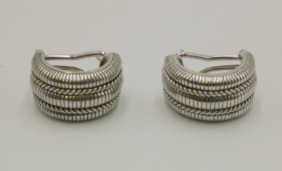 Judith Ripka Sterling Silver Earrings: Judith Ripka Sterling Silver Earrings. Weight - 15.3 grams. Measures - 7/8" long.