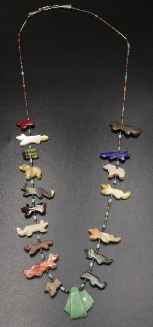 Native American Multi-Semi Precious Stone Necklace: Native American Multi-Semi Precious Stone Necklace. Measures - 24" long.