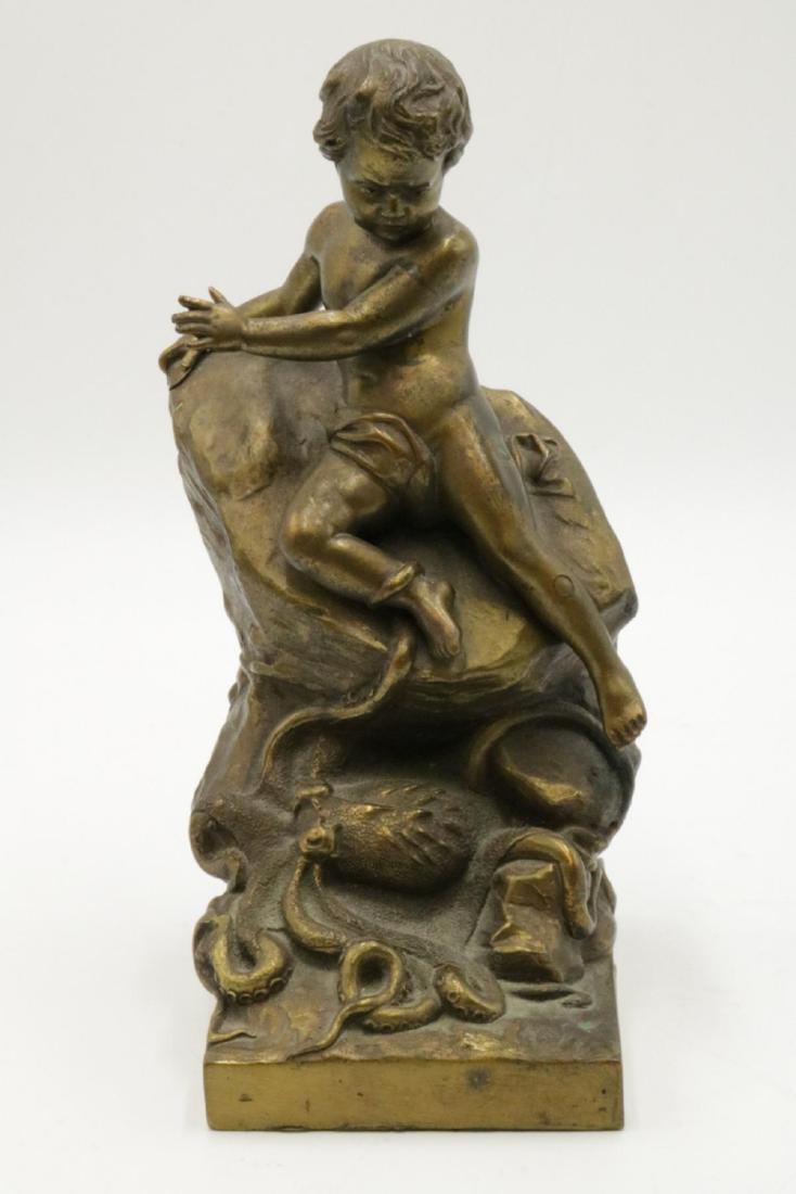 Felix Goerling (German 1860-1935) Bronze Sculpture: Antique, Late 19th Century Felix Goerling (German 1860-1935) Bronze Sculpture. (Felix Gorling) bronze sculpture depicting a cherub/putti/putto on a rock surrounded by snakes. With H.GLADENBECK & SOHN 