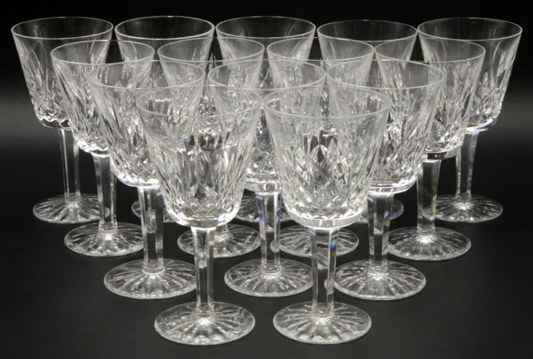 14 Pc. Waterford "Lismore" Crystal White Wines: 14 Pc. Waterford "Lismore" Crystal White Wine Glasses. Measures - 5 3/4" high. For over 60 years, Lismore has been one of the most recognizable patterns in the Waterford archive. In celebration of tha