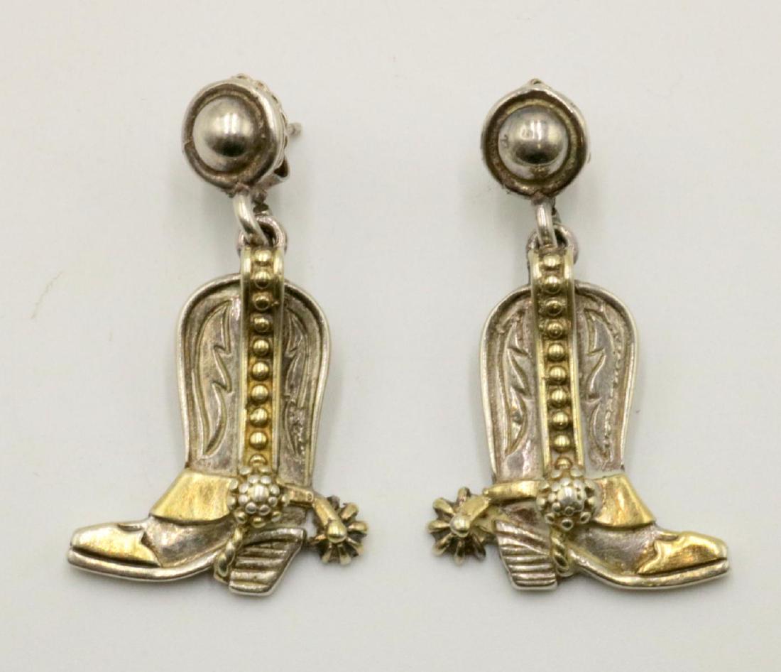 Vintage Sterling Silver Cowboy Boot Earrings: Vintage Sterling Silver Cowboy Boot Earrings. Weight - 9.6 grams.