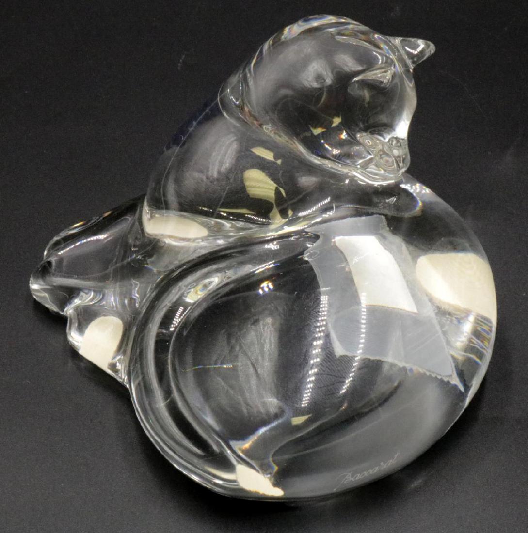 Baccarat Crystal Cat Paperweight: Baccarat Crystal Cat Paperweight. Measures - 5" wide.
