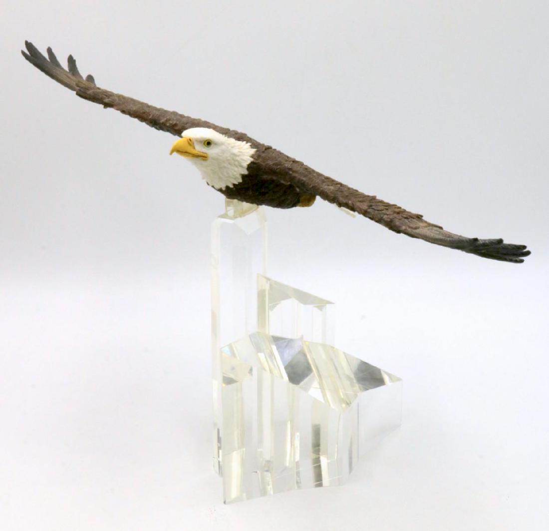 Contemporary American Bald Eagle on Crystal Base: Contemporary American Bald Eagle on Crystal Base. Measures - 10 1/2" high.