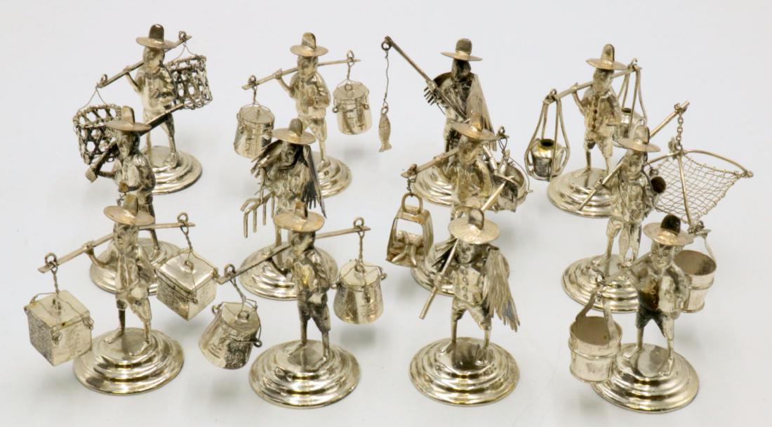 Wai Kee Sterling Silver Menu Place Card Holders: Wai Kee Sterling Silver Menu Place Card Holders. Depicting fishermen. Made in Hong Kong. Measures - 2 1/4" high. Weight - 213.9 grams.