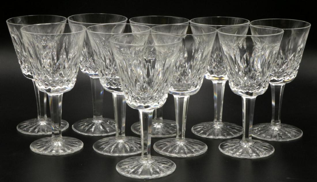 10 Pc. Waterford "Lismore" Crystal Claret Wine Glasses: 10 Pc. Waterford "Lismore" Crystal Claret Wine Glasses. For over 60 years, Lismore has been one of the most recognizable patterns in the Waterford archive. In celebration of that heritage, the Classic