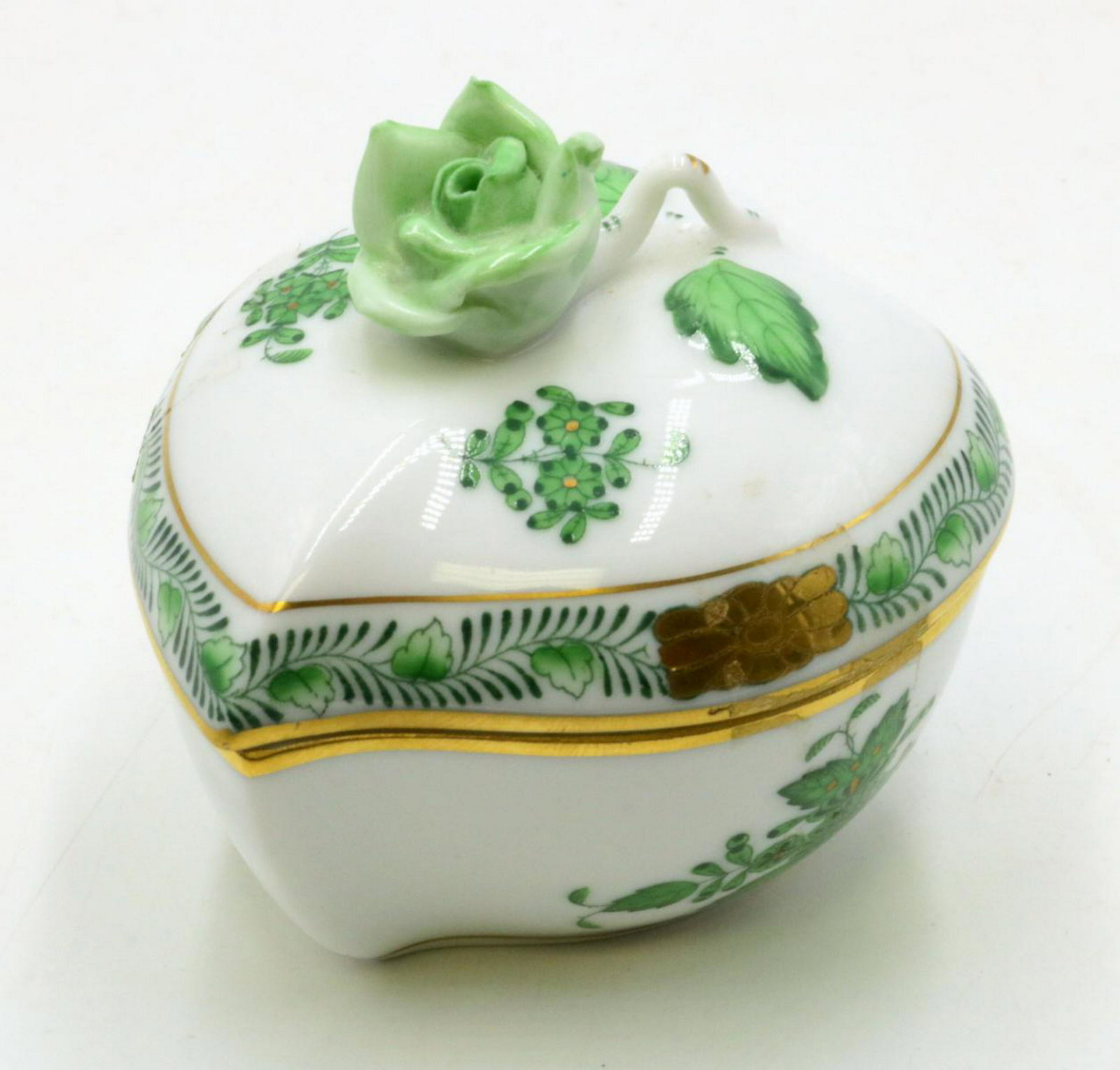 Herend Hand Painted Porcelain Pill Box: Herend Hand Painted Porcelain Pill Box. Measures - 3 1/4" long.