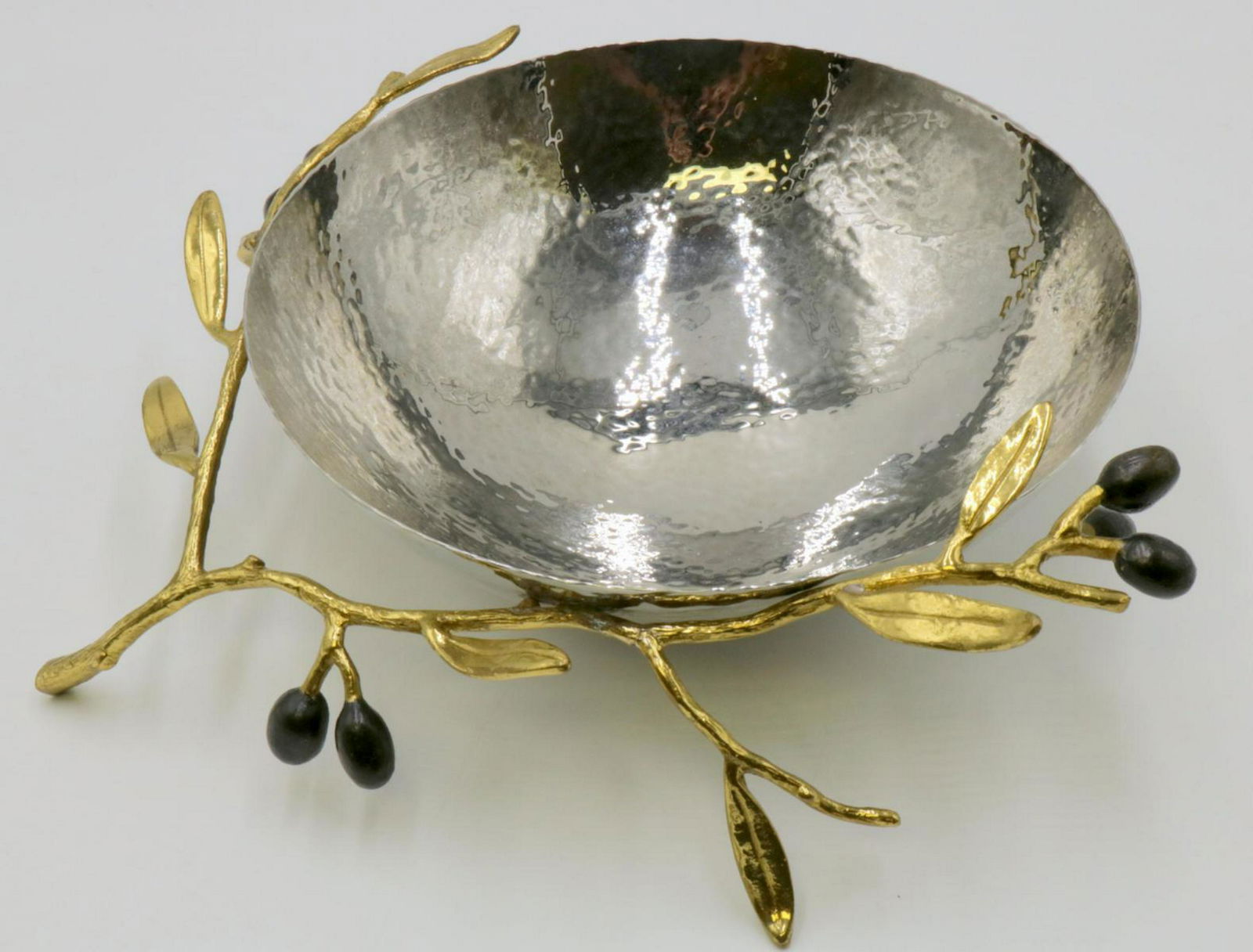 Michael Aram Silver Plated Bowl: Michael Aram Hand Hammered Silver Plated Bowl. Measures - 3 1/2" high x 10 1/2" wide.