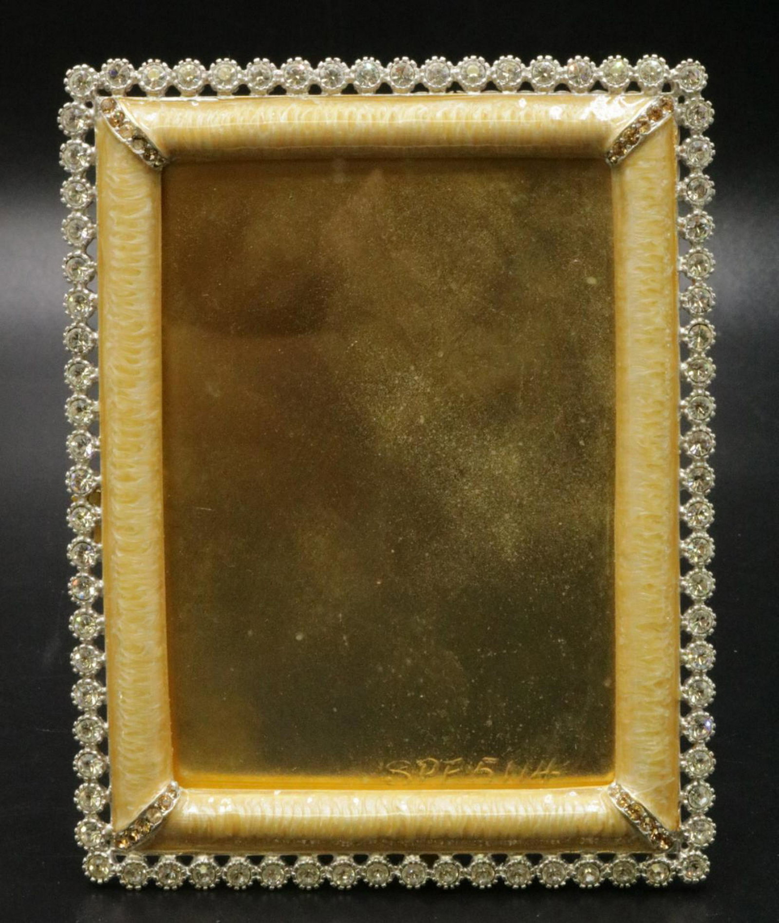 Jay Strongwater Swarovski Crystal & Enamel Picture: Jay Strongwater Swarovski Crystal & Enamel Picture Frame. Measures - 5 1/4" high x 4 1/4" wide.