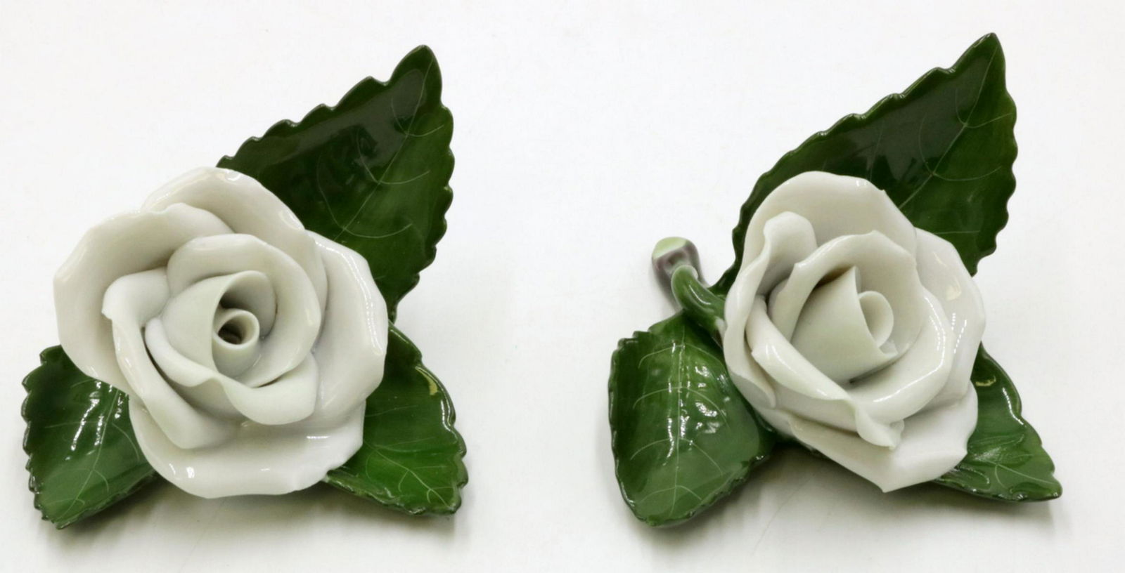 2 Pc. Herend Porcelain Floral Card Holders: 2 Pc. Herend Porcelain Floral Card Holders. Measures - 2 1/2" wide.