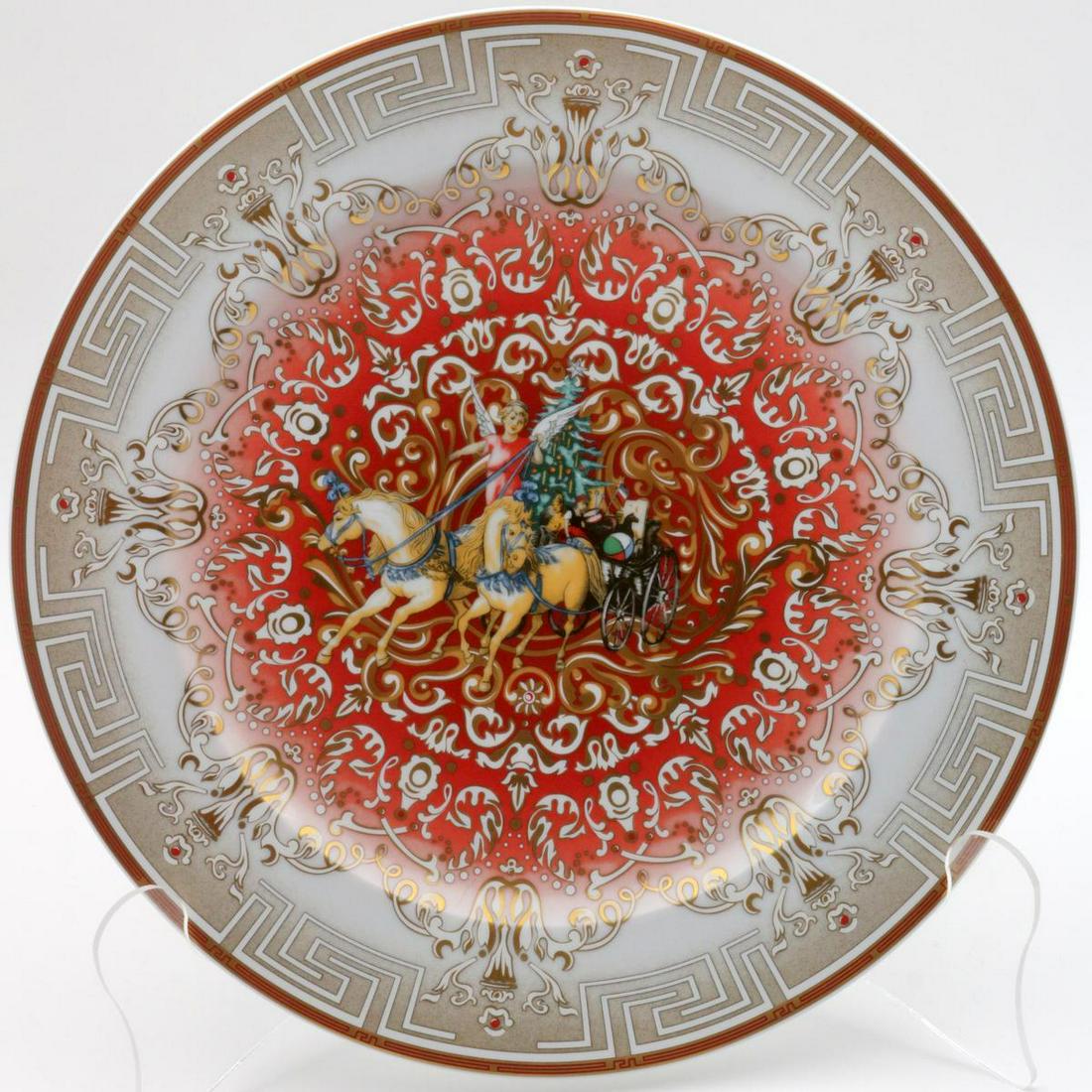 Rosenthal Versace "Christmas Chariot 2007" Porcelain: Rosenthal Versace "Christmas Chariot 2007" Porcelain Charger. Measures - 12 1/4" diameter.