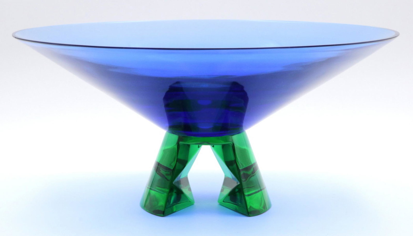 Sevres Multi-Colored Crystal Footed Bowl: Sevres Multi-Colored Crystal Footed Bowl. Measures - 6" high x 12 5/8" diameter.