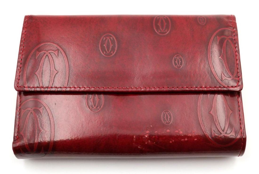 Vintage Cartier Red Leather Wallet: Vintage Cartier Red Leather Wallet. Measures - 6" long.