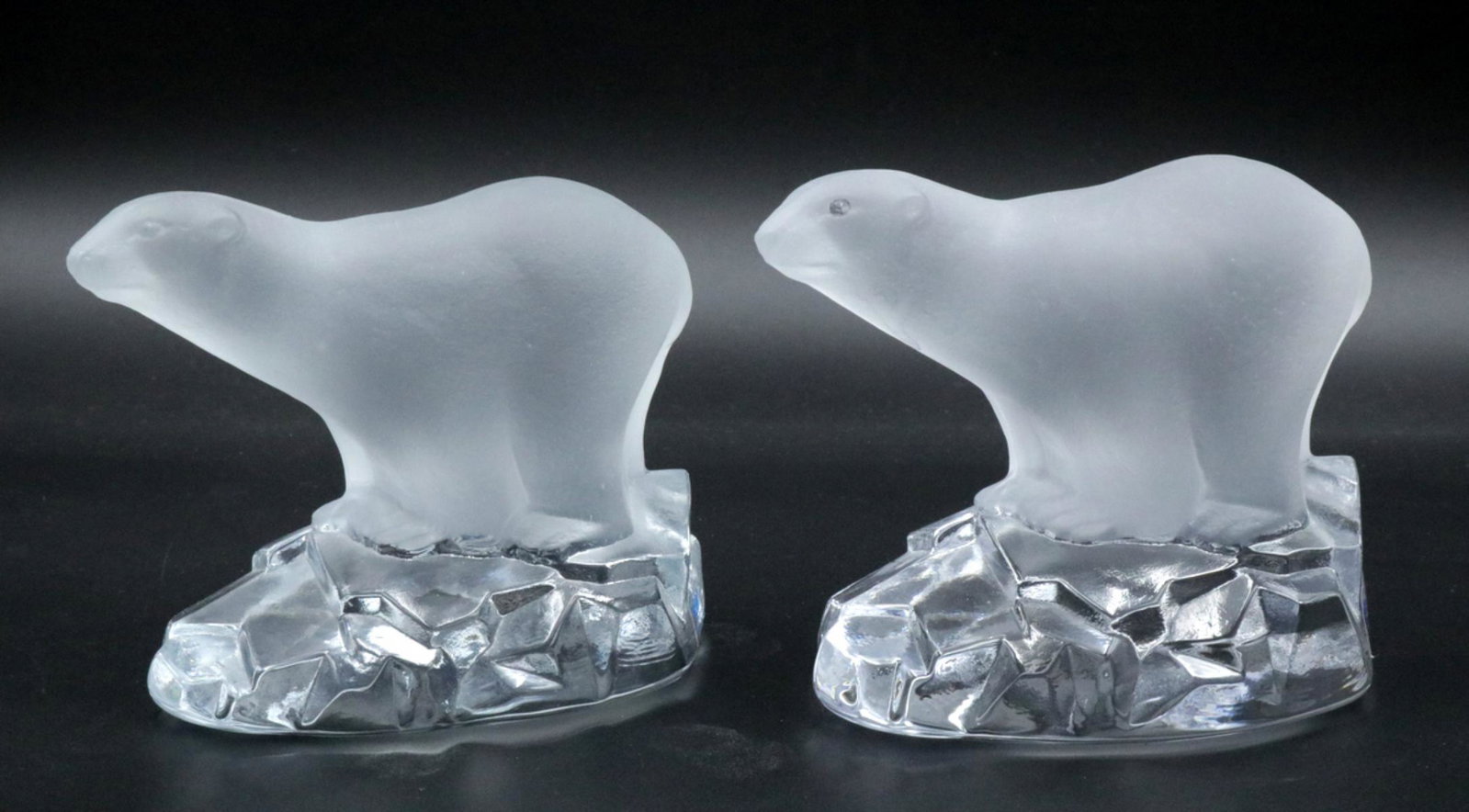 Art Glass Frosted Polar Bears: Art Glass Frosted Polar Bears. Measures - 4 1/2" high.