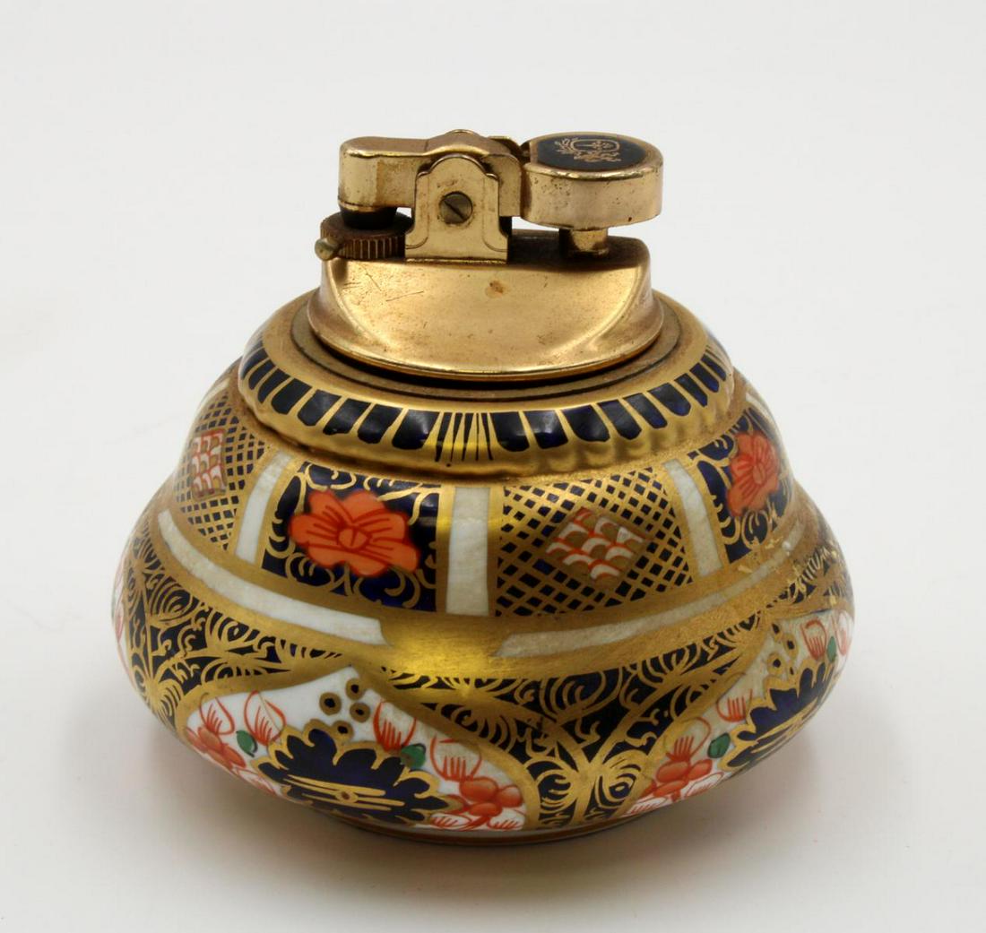 Vintage Royal Crown Derby Porcelain Lighter: Vintage Royal Crown Derby Porcelain Lighter. Measures - 3" high.