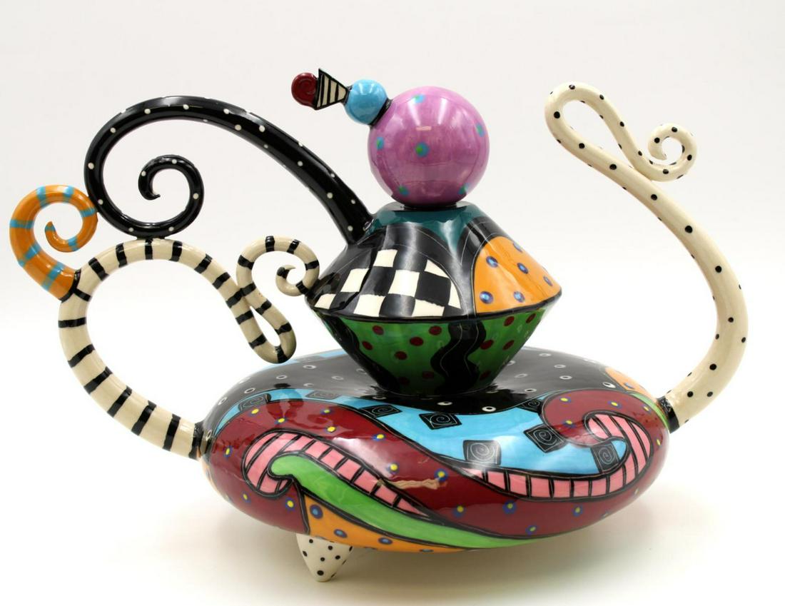 Steven McGovney Camarot Pottery Tea Pot: Steven McGovney Camarot Pottery Tea Pot. Measures - 10" high x 15" wide.