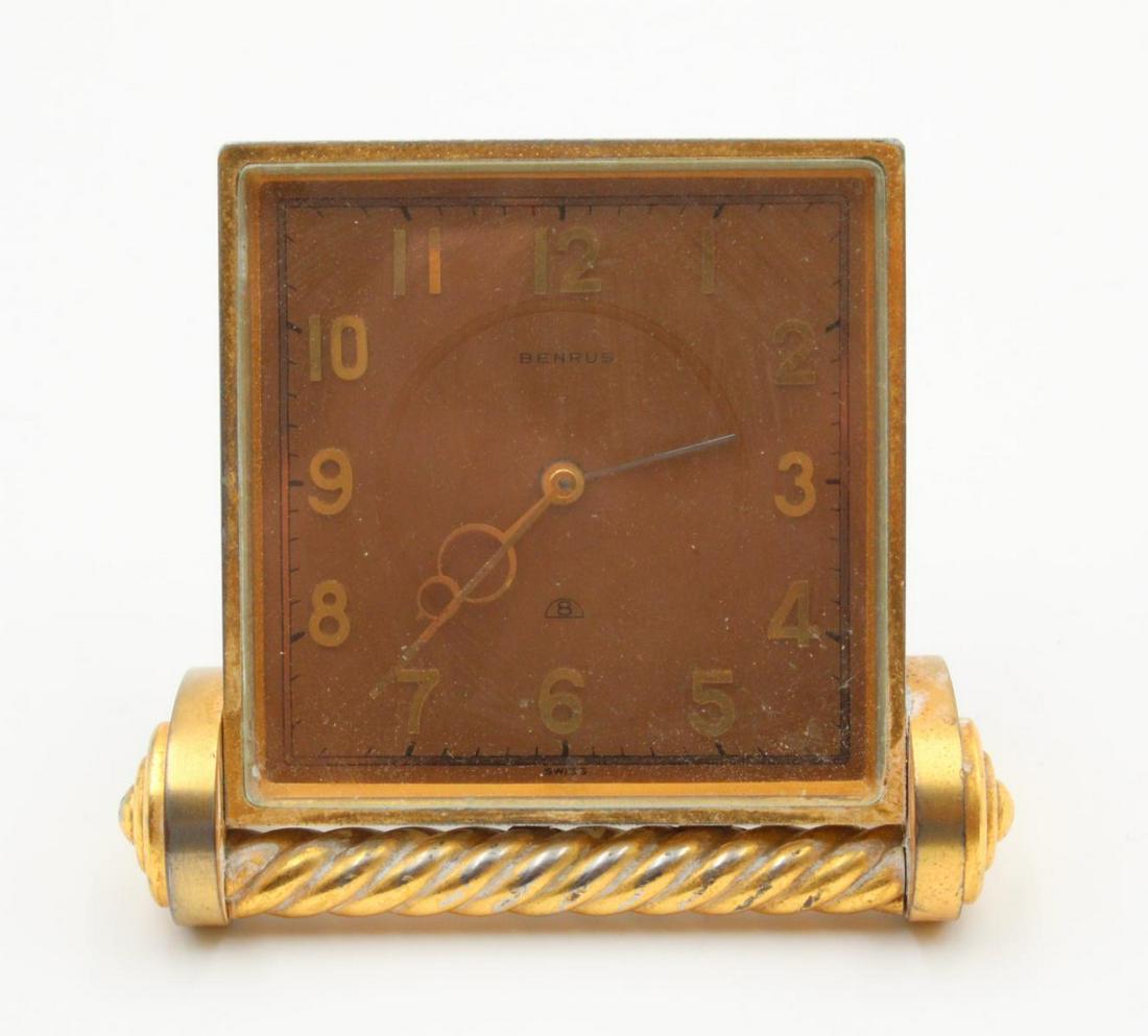 Vintage Benrus Desk Clock: Vintage Benrus Desk Clock. Measures - 3 1/4" high.