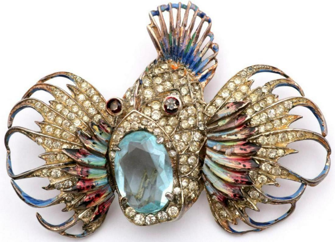 Vintage Coro Craft Sterling Fish Brooch