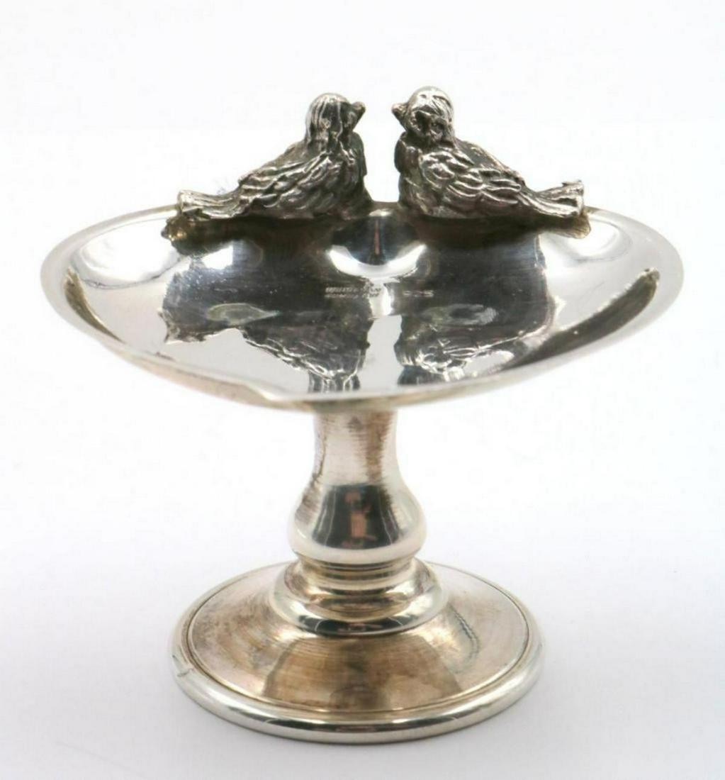 Miniature Sterling Silver Bird Bath: Miniature Sterling Silver Bird Bath. Measures - 2 1/4" high x 2 1/2" wide. Weight - 29.8 grams.