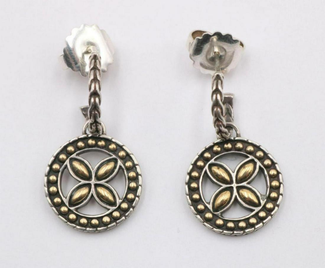 John Hardy 18Kt & Sterling Earrings: John Hardy 18Kt Yellow Gold & Sterling Silver Earrings. Weight - 8 grams.