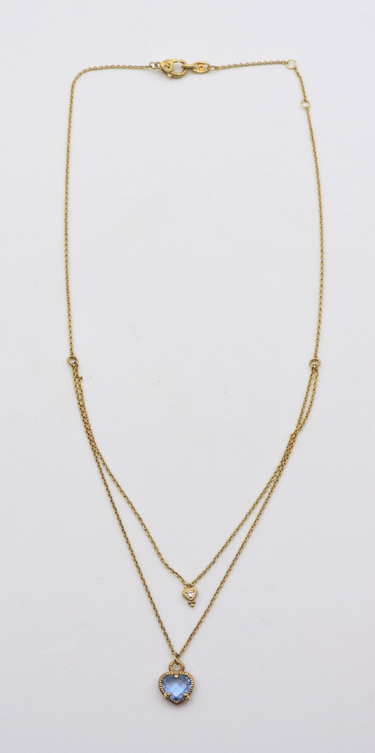 Judith Ripka Vermeil Sterling Necklace: Judith Ripka Vermeil Sterling Silver Necklace. Measures - 17" long. Weight - 4.3 grams.