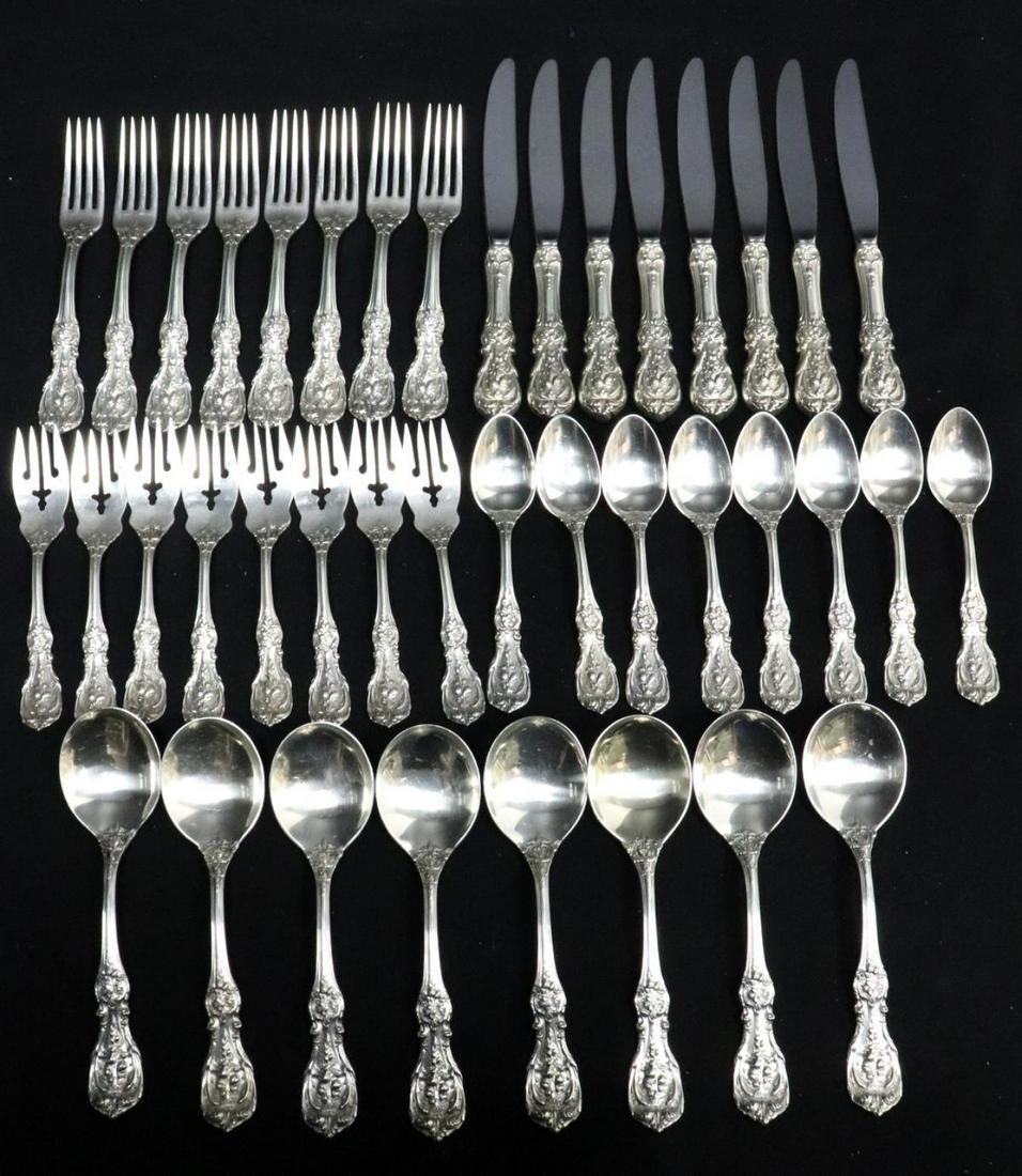 40 Reed & Barton "Francis I" Sterling Flatware Set: 40 Pc. Reed & Barton (Reed and Barton) "Francis I" (Francis 1st) Sterling Silver Flatware Set. Service for 8, this set contains 8 luncheon forks, 8 salad forks, 8 cream soup jumbo spoons – 7” long