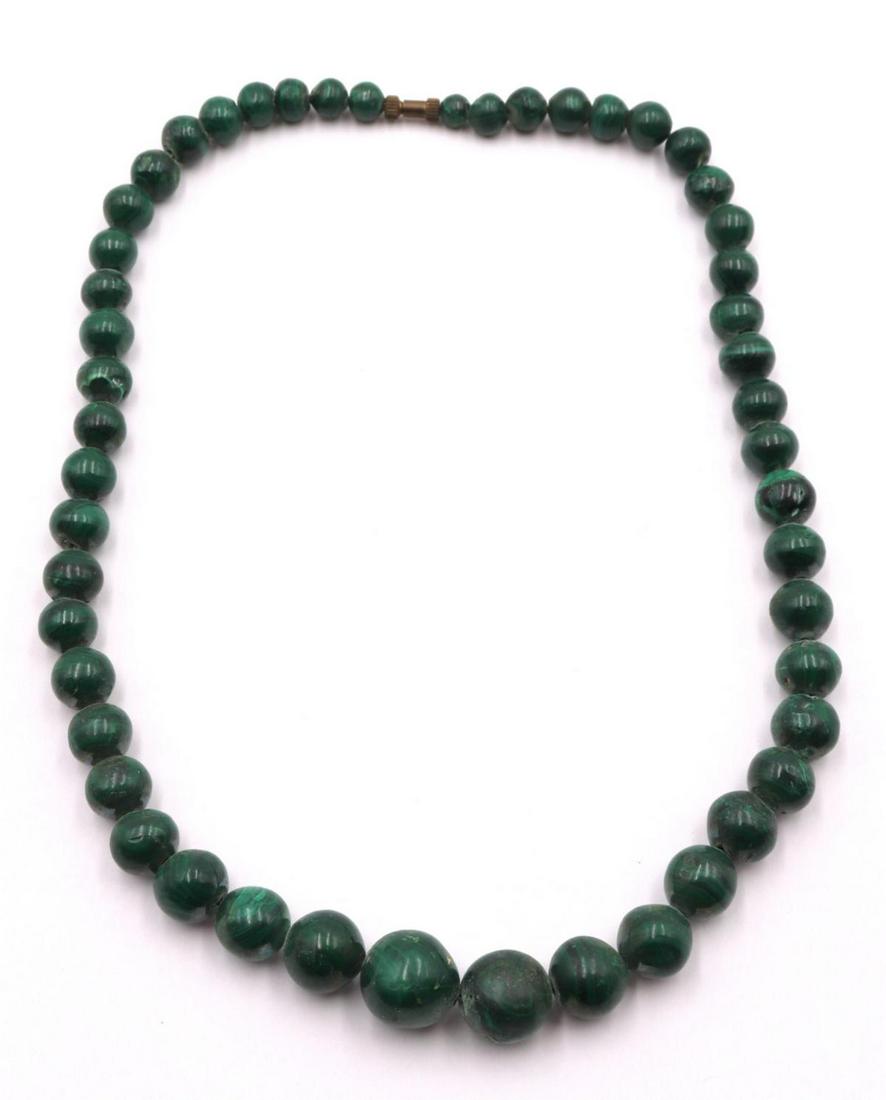 Beaded Malachite Necklace: Beaded Malachite Necklace. Measures - 16" long.