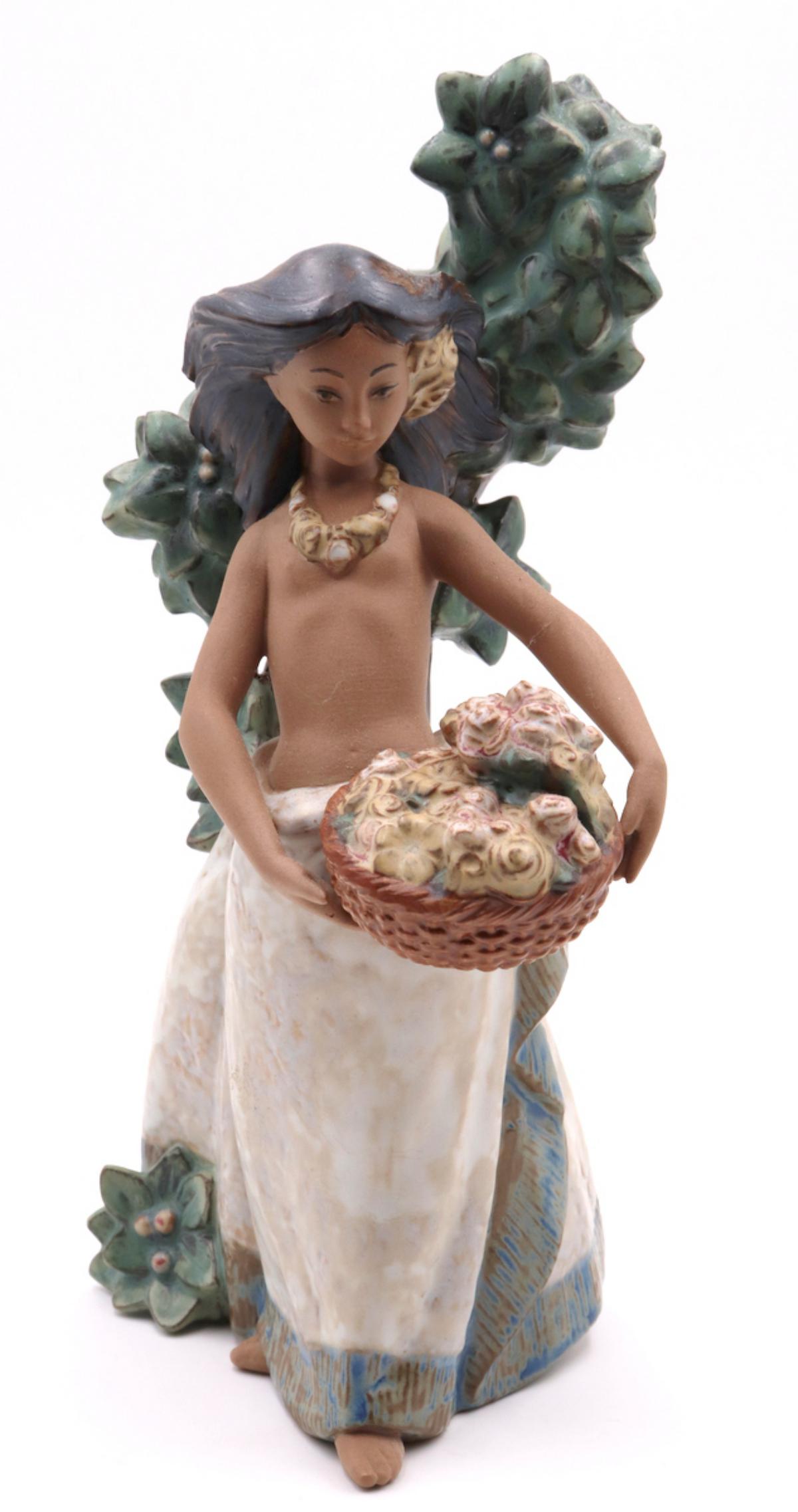 Lladro "Island Beauty" #2172 Porcelain Figure: Lladro "Island Beauty" #2172 Porcelain Figure. Measures - 10" high x 4 1/4" wide.
