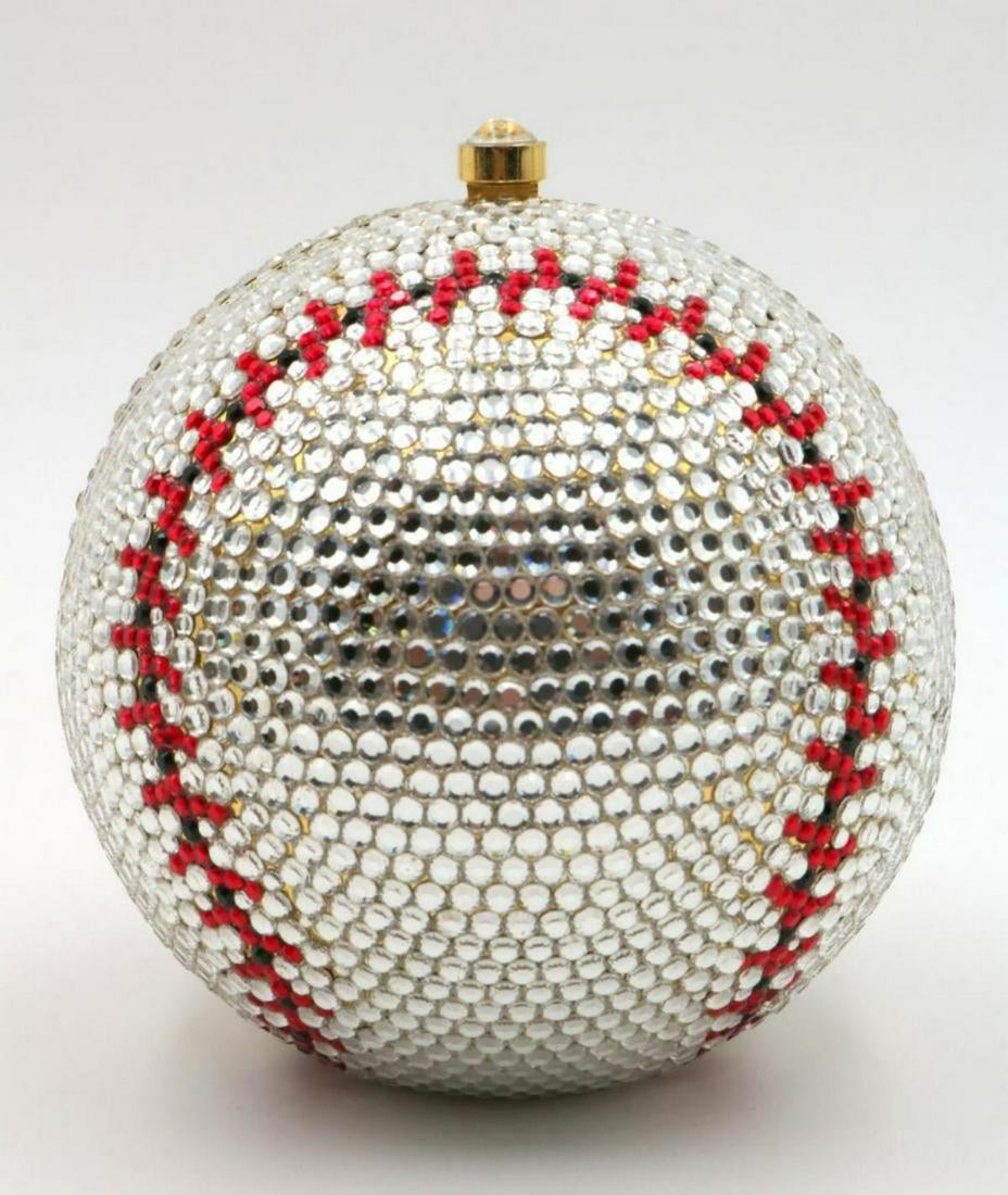 Leiber Style Swarovski Crystal Baseball Purse: Judith Leiber Style (This is not Authentic Judith Leiber) Swarovski Crystal Baseball Purse. Measures - 4 1/2" high.