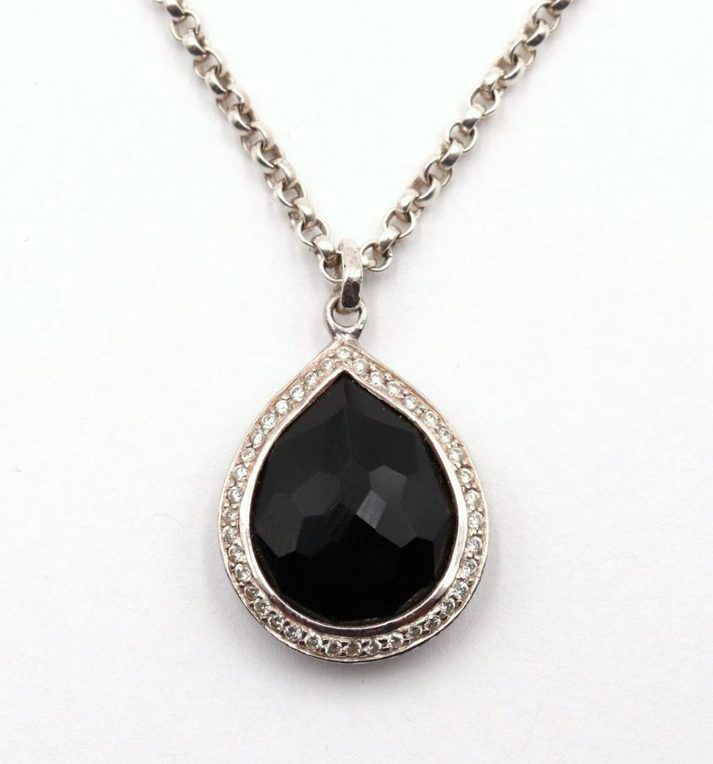 Ippolita Onyx & Sterling Pendant w/ Necklace: Ippolita Onyx & Sterling Silver Pendant w/ Necklace. Measures approx. - 18" long. Weight - 7.6 grams.