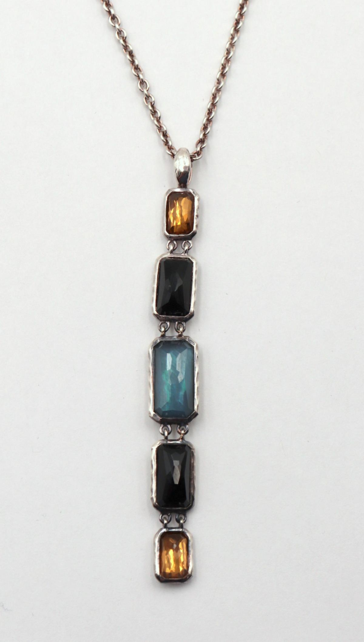 Ippolita Sterling & Semi-Precious Stone Pendant w/: Ippolita Sterling Silver & Semi-Precious Stone Pendant w/ Necklace. Measures - 18" long. Weight - 10.9 grams.