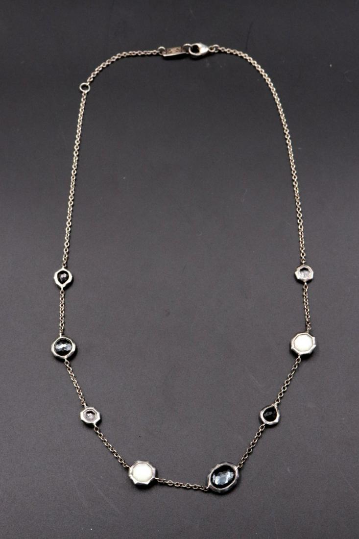 Ippolita Sterling Mother of Pearl & Onyx Necklace: Ippolita Sterling Silver Mother of Pearl & Onyx Necklace. Measures - 18" long. Weight - 8.4 grams.