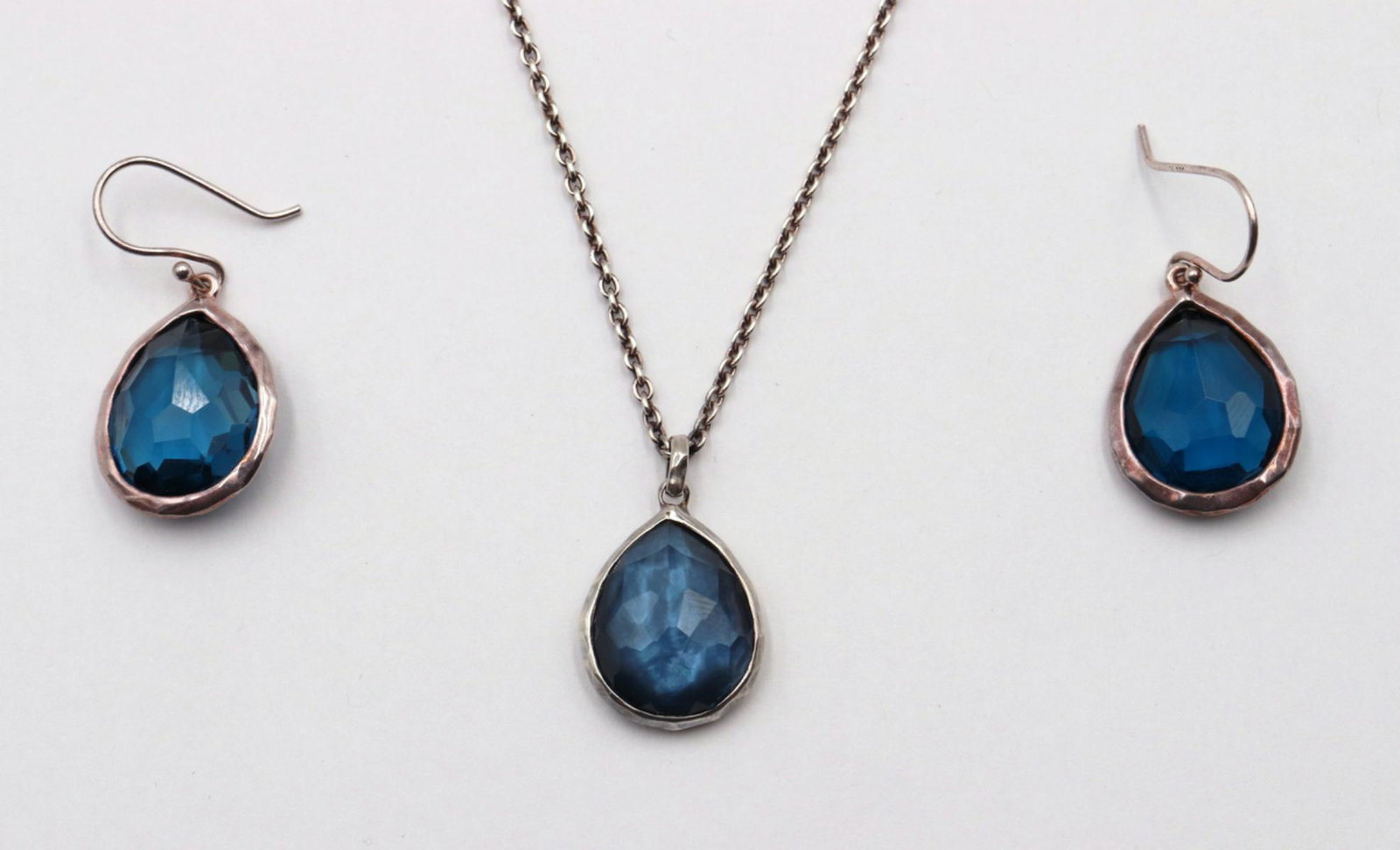 Ippolita Sterling & Semi-Precious Stone Suite: Ippolita Sterling Silver & Semi-Precious Stone Necklace & Earrings Suite. Necklace - 18" long. Weight - 12.9 grams.