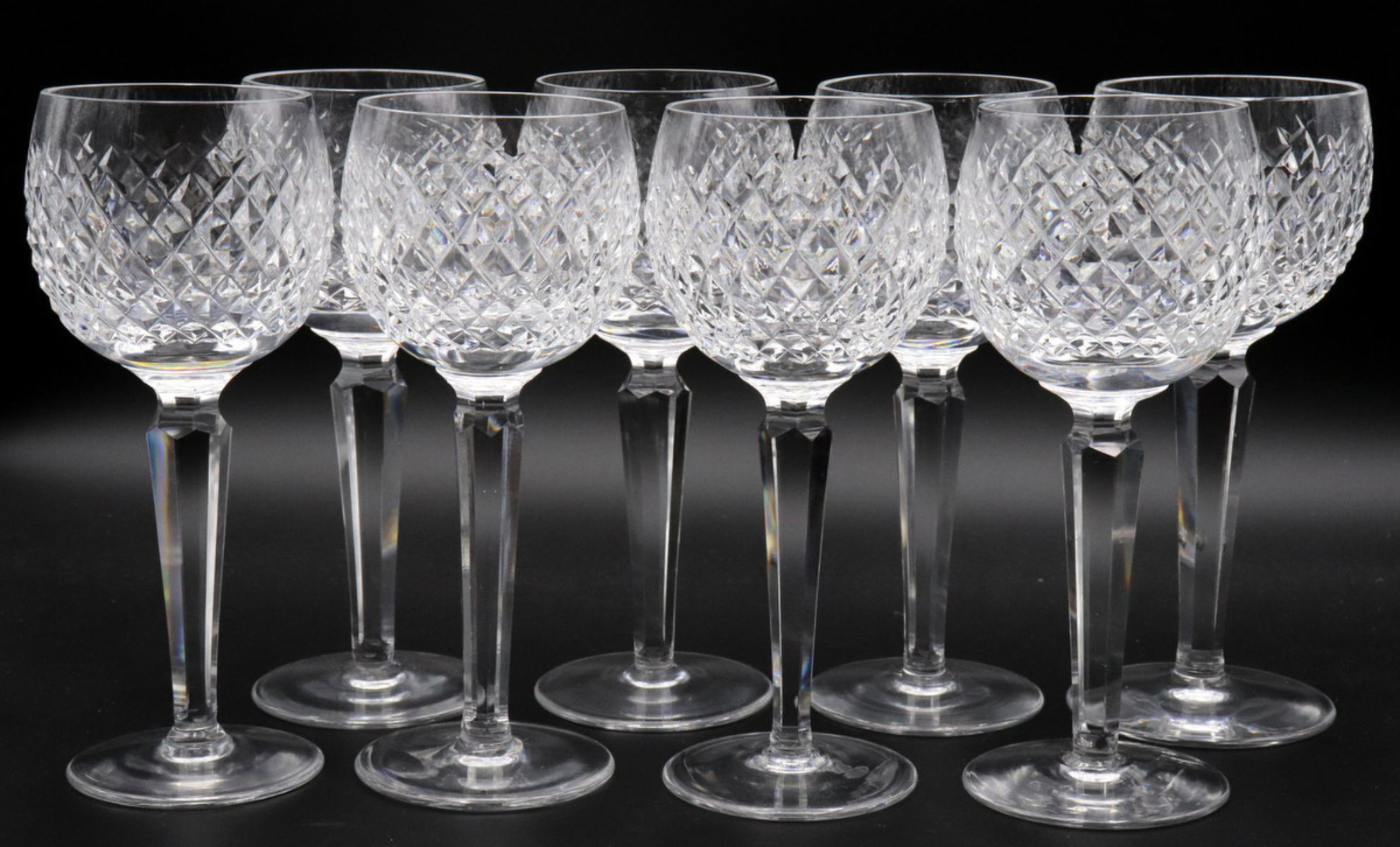 8 Pc. Waterford "Alana" Crystal Wine Glasses: 8 Pc. Waterford "Alana" Crystal Wine Glasses. Measures approx. - 7 1/2" high.