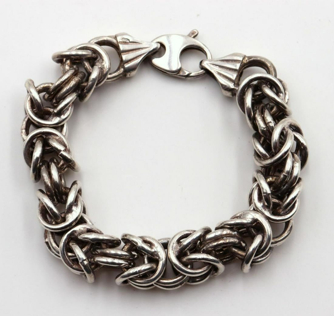 Sterling Silver Byzantine Link Bracelet: Sterling Silver Byzantine Link Bracelet. Measures approx. - 7 1/2" long. Weight - 35 grams.