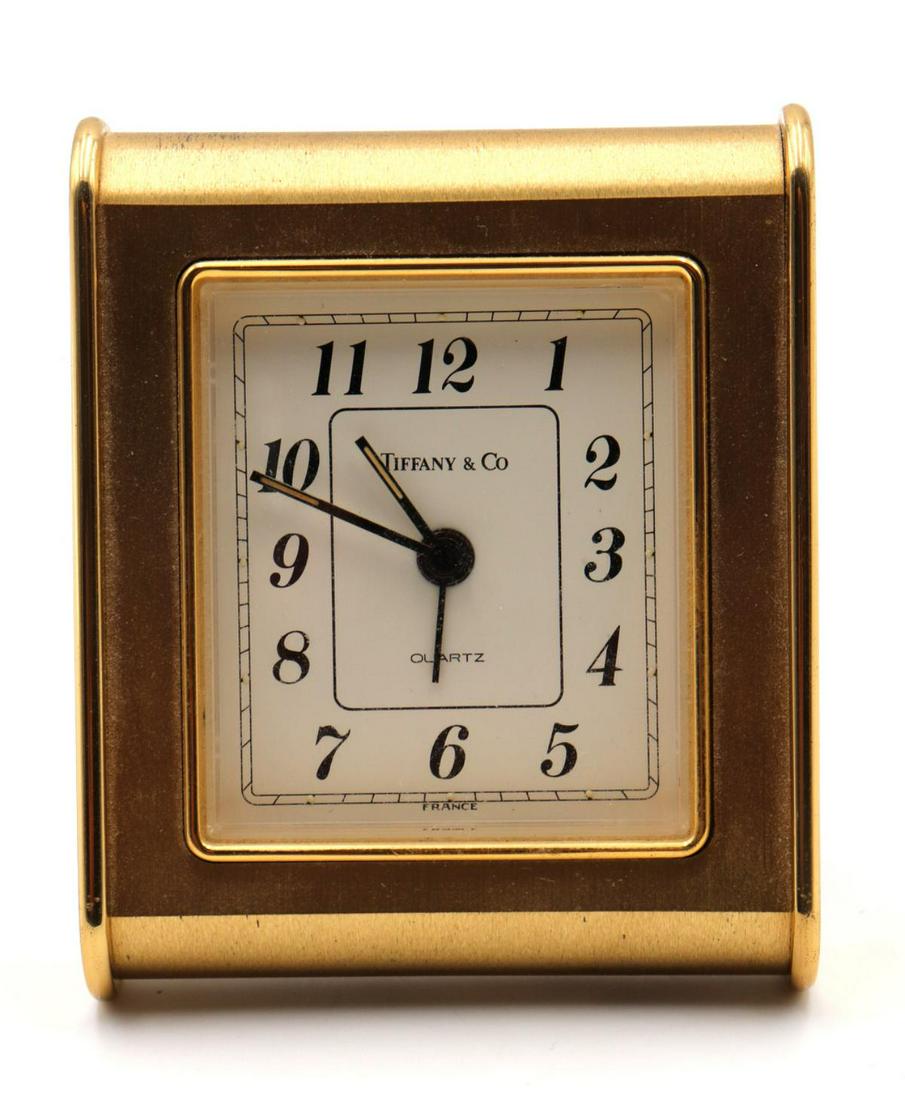 Vintage Tiffany & Co. Quartz Desk Alarm Clock: Vintage Tiffany & Co. Quartz Desk Alarm Clock. Measures approx. - 3 1/8" high x 2 3/4" wide.