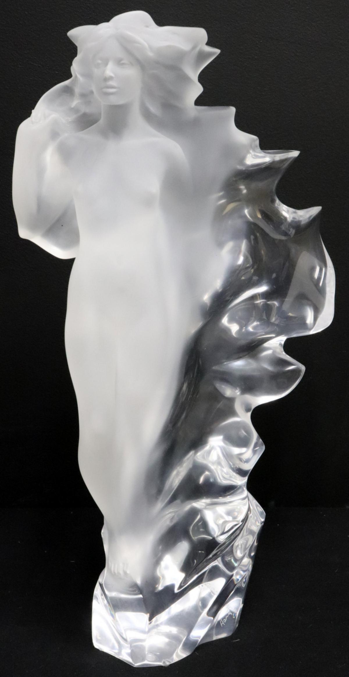 Frederick Hart "Veil of Light" Acrylic Sculpture: Frederick Hart (American 1943-1999) "Veil of Light" Acrylic (Lucite) Sculpture. Depicting a beautiful nude woman. Measures approx. - 21 1/4" high x 12 1/2" wide. Limited edition, numbered - #332/350.