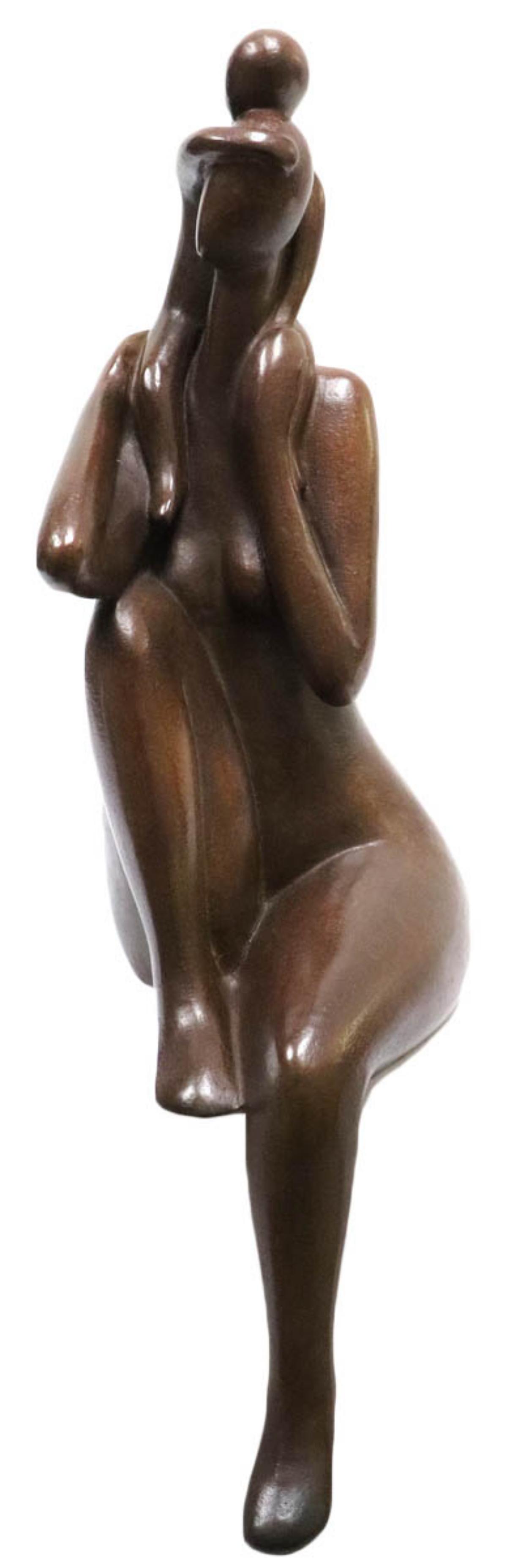 Ruth Bloch "High Rise" Bronze Sculpture: Ruth Bloch (Israel, b. 1951) "High Rise"Limited Edition Bronze Sculpture. Depicting a mother holding her child over her head. Numbered - #6 of 15. Measures approx. - 32 1/2" high x 9 1/2" wide. Ruth B