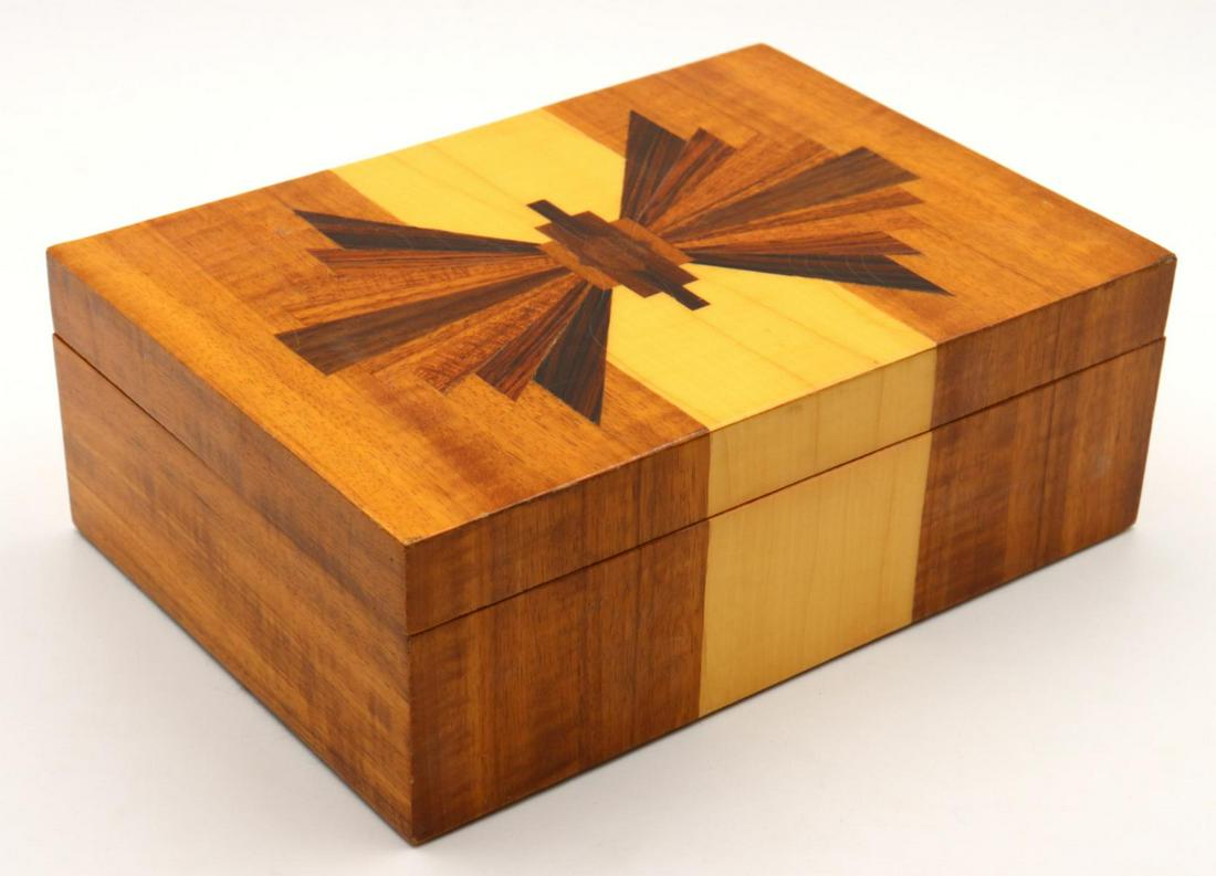John Russell Wooden Box: John Russell Wooden Box. Dated 1998. Measures approx. - 3 3/4" high x 10" long.