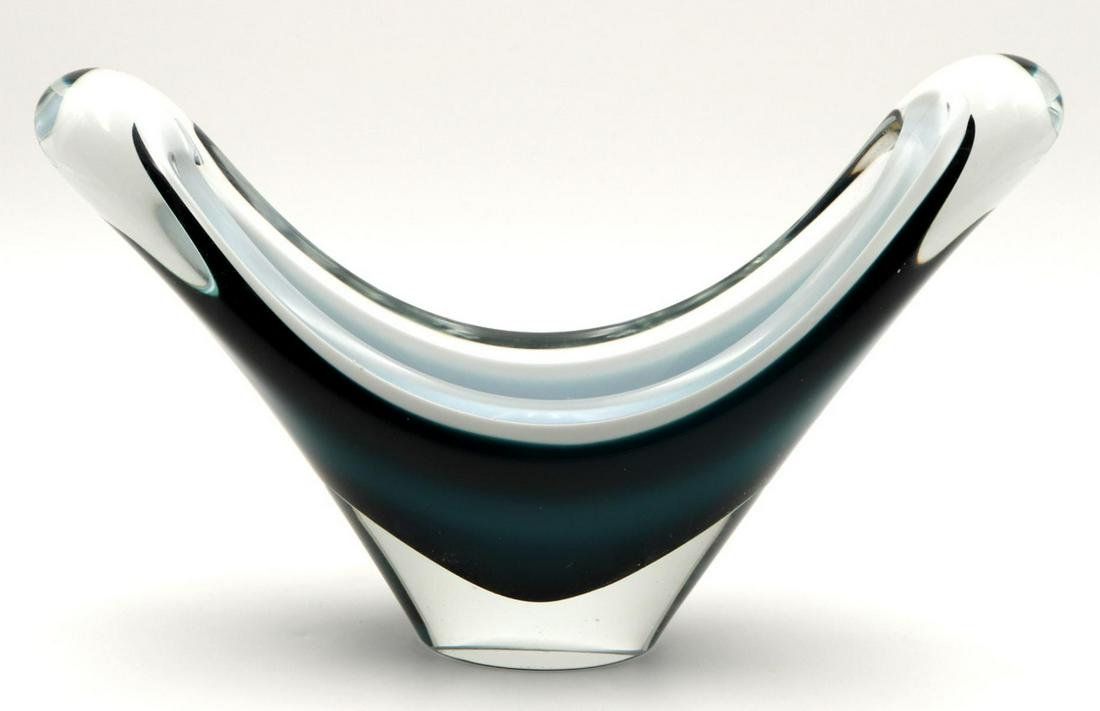 Vintage Flygsfors Glass Centerpiece: Vintage Flygsfors Glass Centerpiece. Measures approx. - 7 1/2" high x 12 1/2" wide.